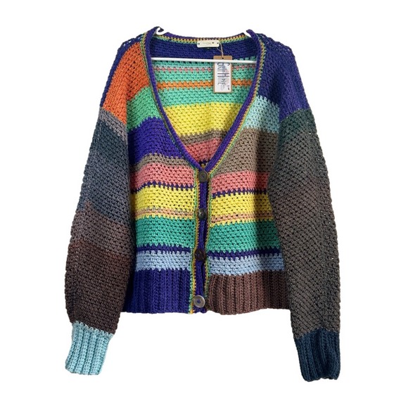 Handmade Sweaters - *NEW* HANDMADE Crocheted Colorblock Cardigan